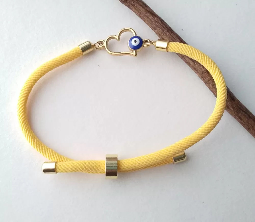 Dani Evil Eye Heart Corded Slider Bracelet