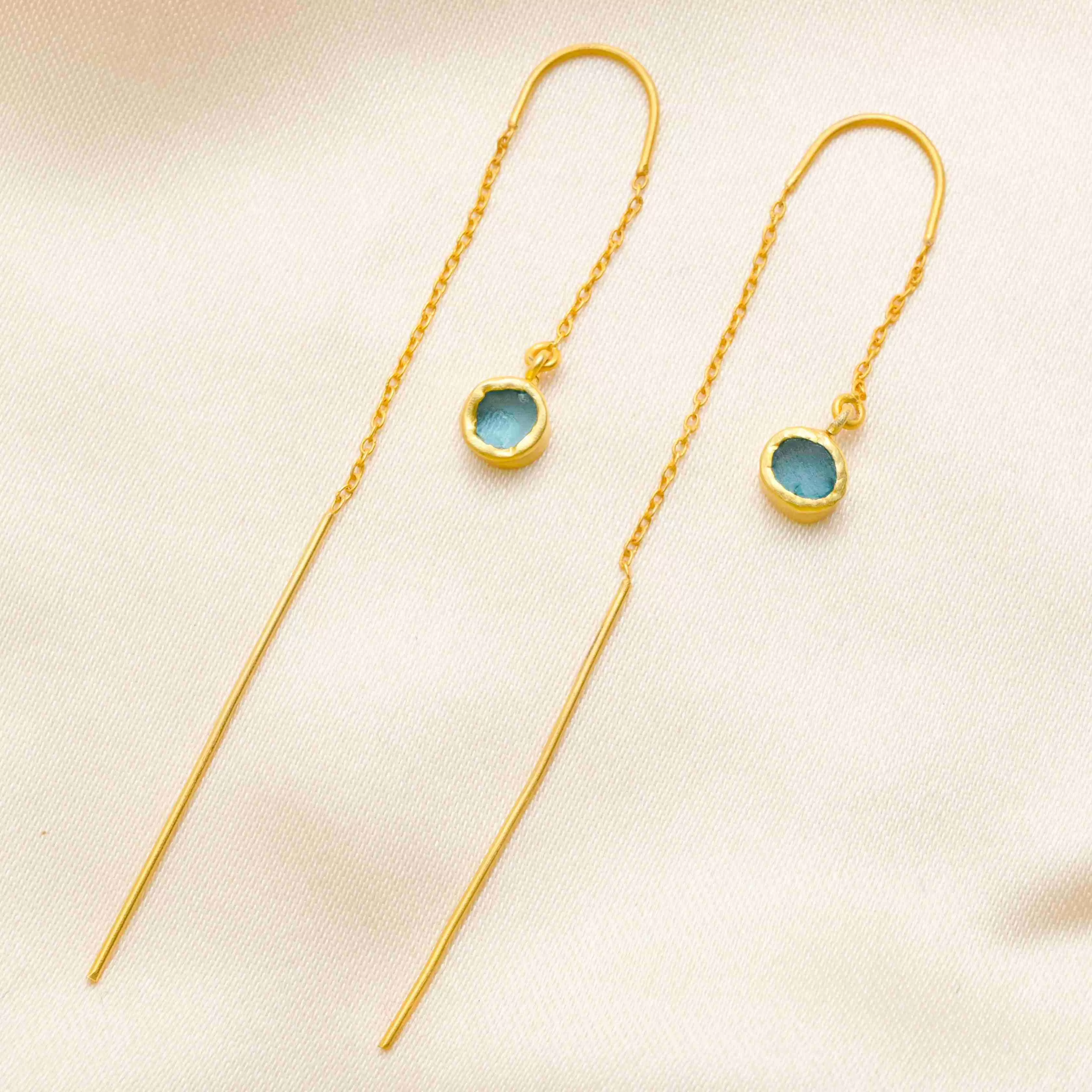 Drop Of Blue Topaz Earrings