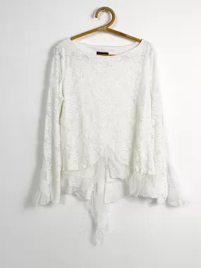 DT White Romantic Mesh and Lace Top