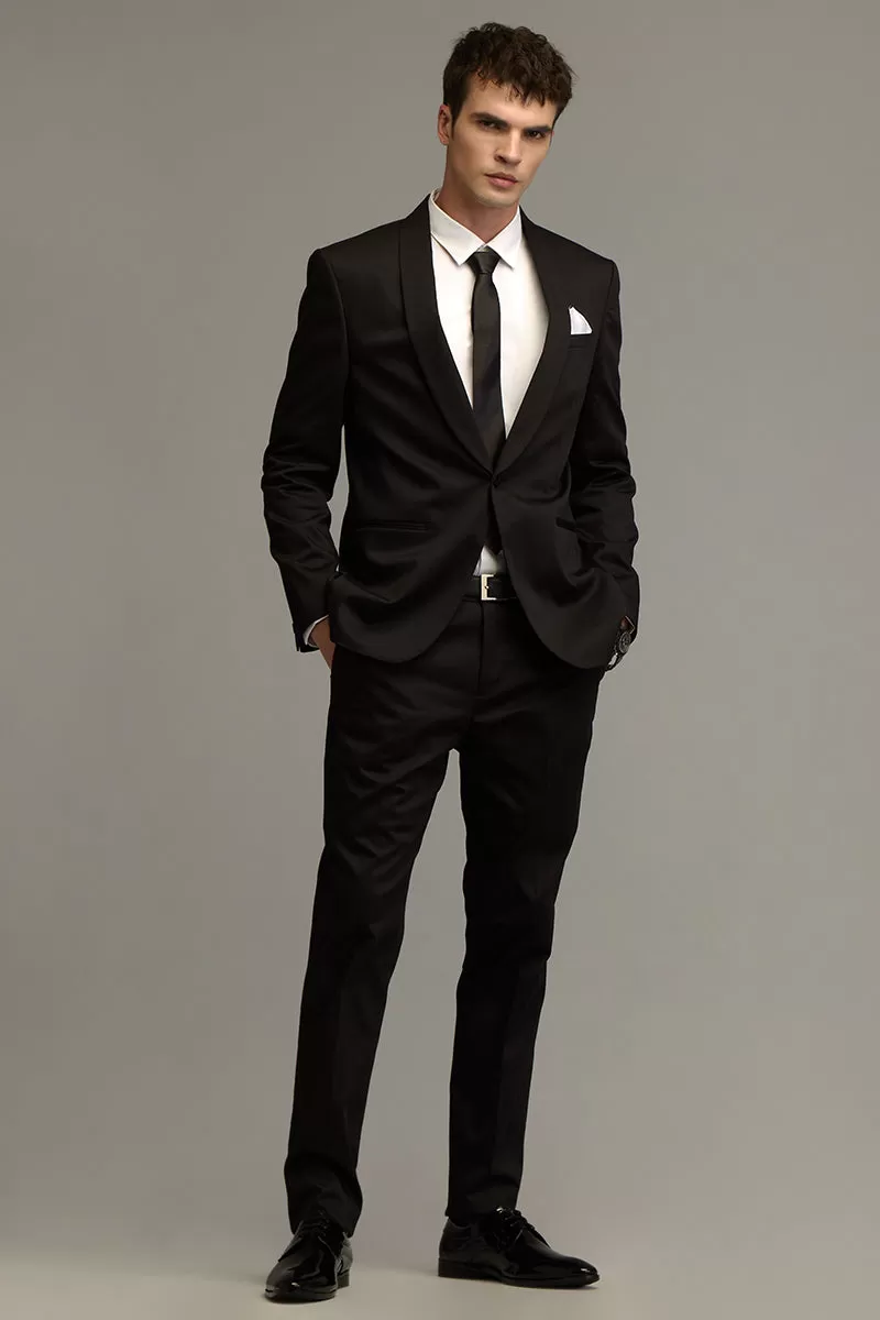 Elegant Gloss Black Suit Blazer