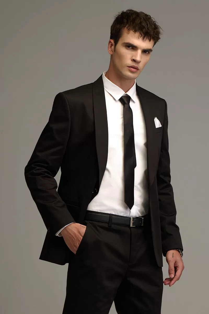 Elegant Gloss Black Suit Blazer