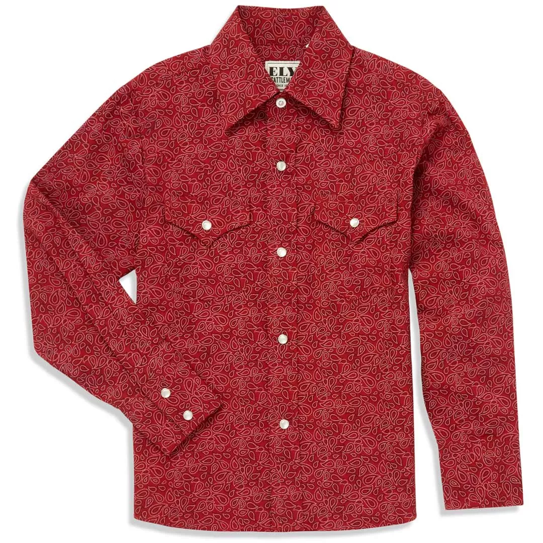 Ely Cattleman Boys' Paisley Print Snap Shirt