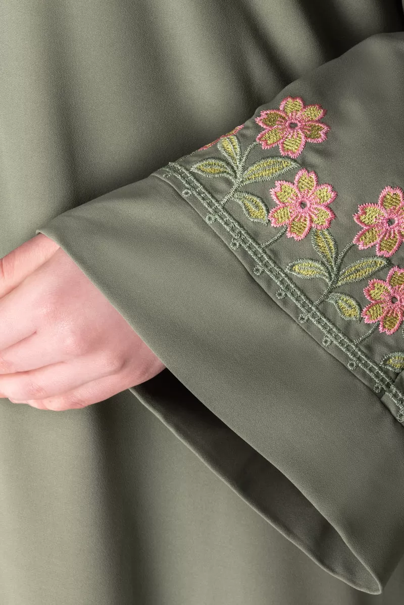 Embroidered Sage Green Abaya