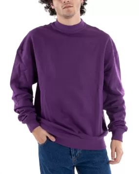 Felpa Mezzo Collo Uomo Maglia Con Colletto Viola Comoda GIOSAL-F2944A