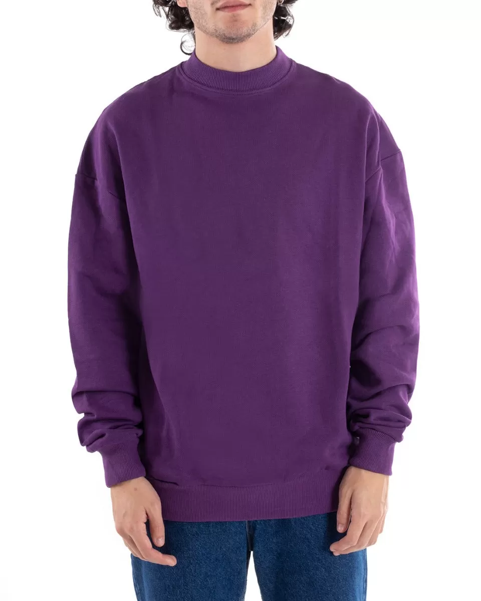 Felpa Mezzo Collo Uomo Maglia Con Colletto Viola Comoda GIOSAL-F2944A