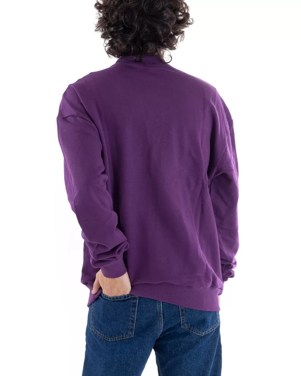 Felpa Mezzo Collo Uomo Maglia Con Colletto Viola Comoda GIOSAL-F2944A