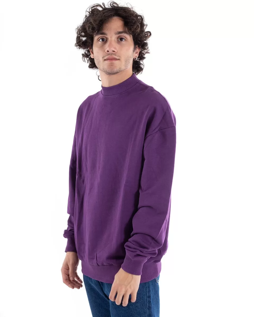 Felpa Mezzo Collo Uomo Maglia Con Colletto Viola Comoda GIOSAL-F2944A