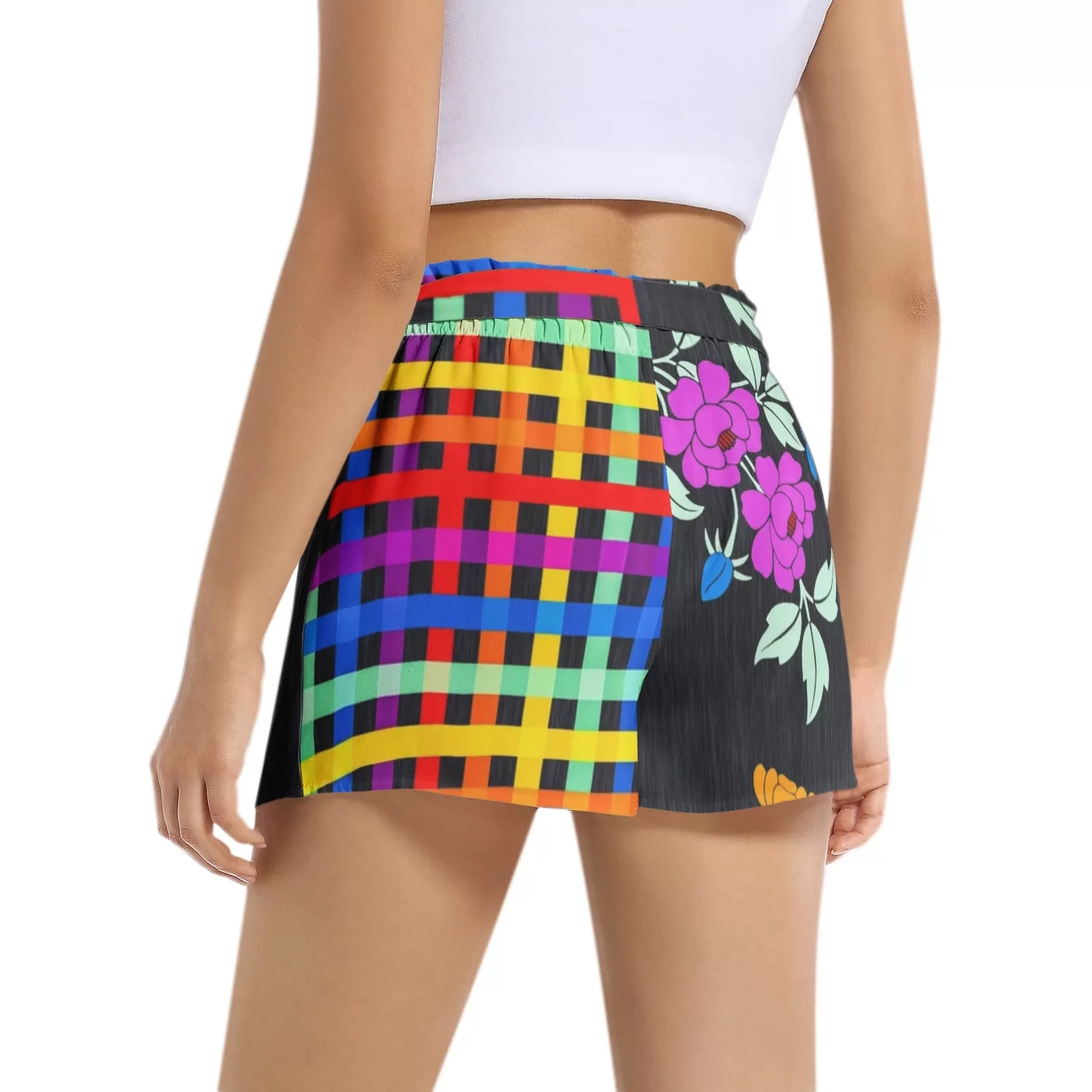 Floral Lattice Women's Belted Short