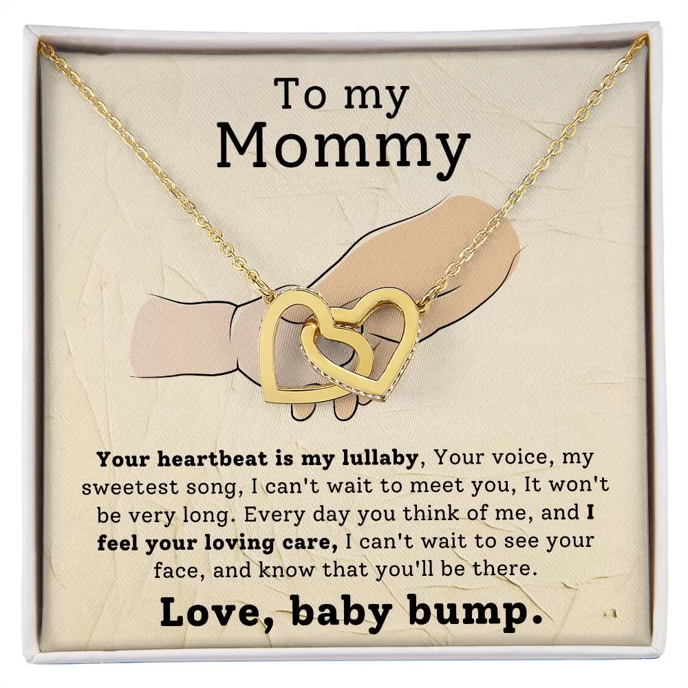 From Baby Bump To Mom Gift Interlock Heart Necklace for First Mother's Day