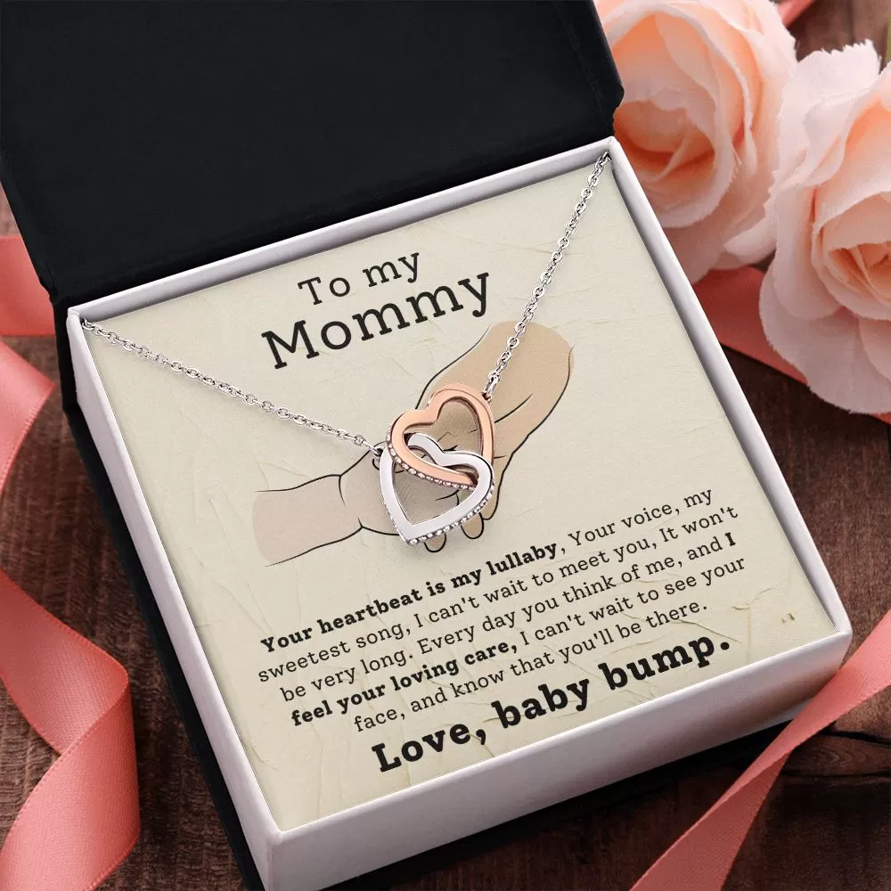 From Baby Bump To Mom Gift Interlock Heart Necklace for First Mother's Day