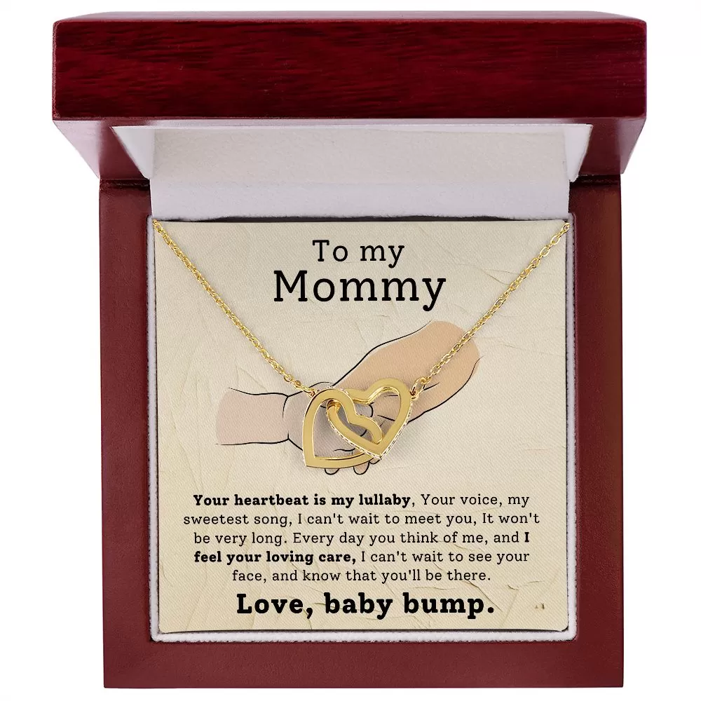 From Baby Bump To Mom Gift Interlock Heart Necklace for First Mother's Day