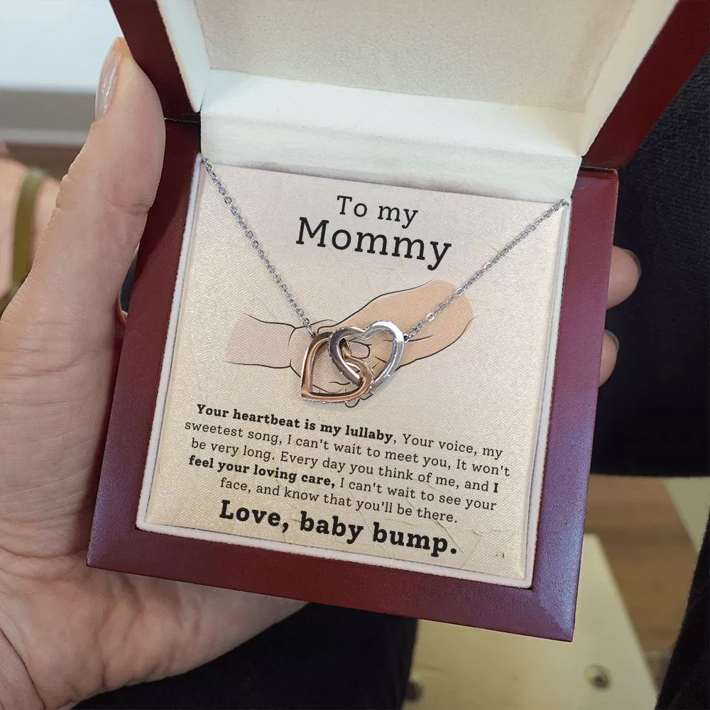 From Baby Bump To Mom Gift Interlock Heart Necklace for First Mother's Day