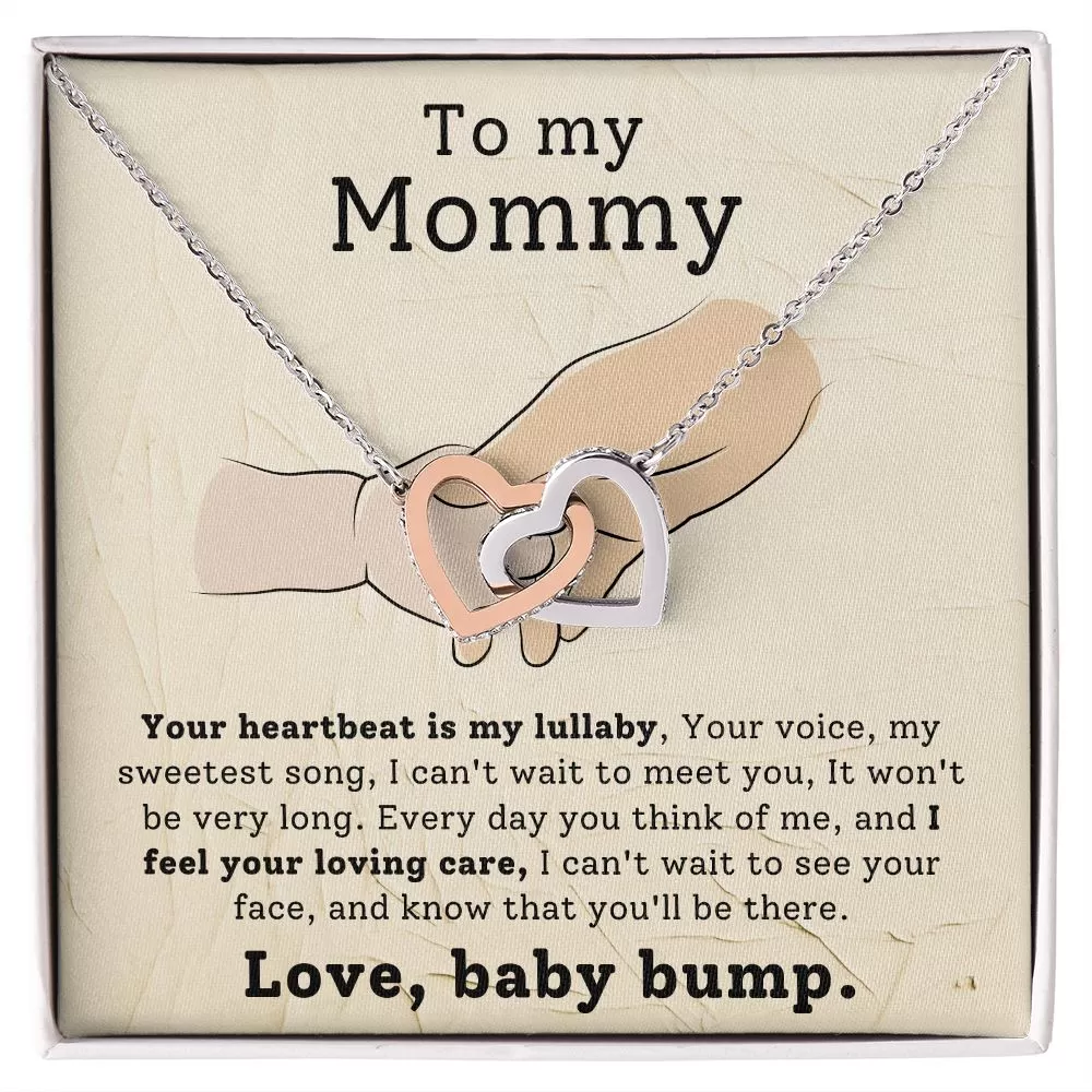 From Baby Bump To Mom Gift Interlock Heart Necklace for First Mother's Day