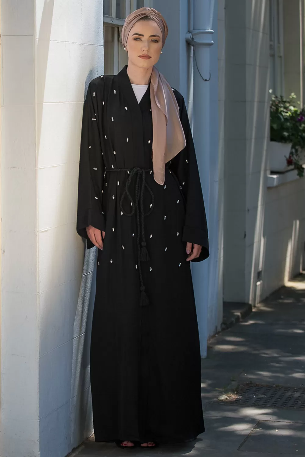 Gemstones Black Abaya