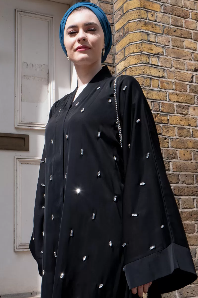 Gemstones Black Abaya