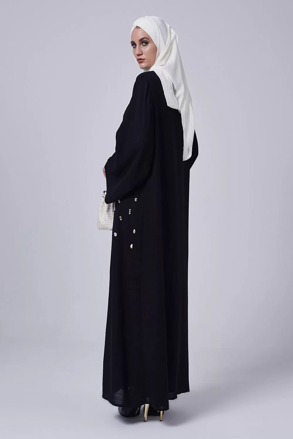 Gemstones Black Abaya