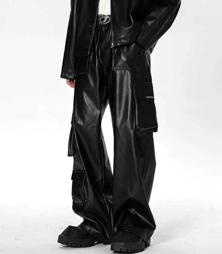 Glossy Pocket Leather Pants