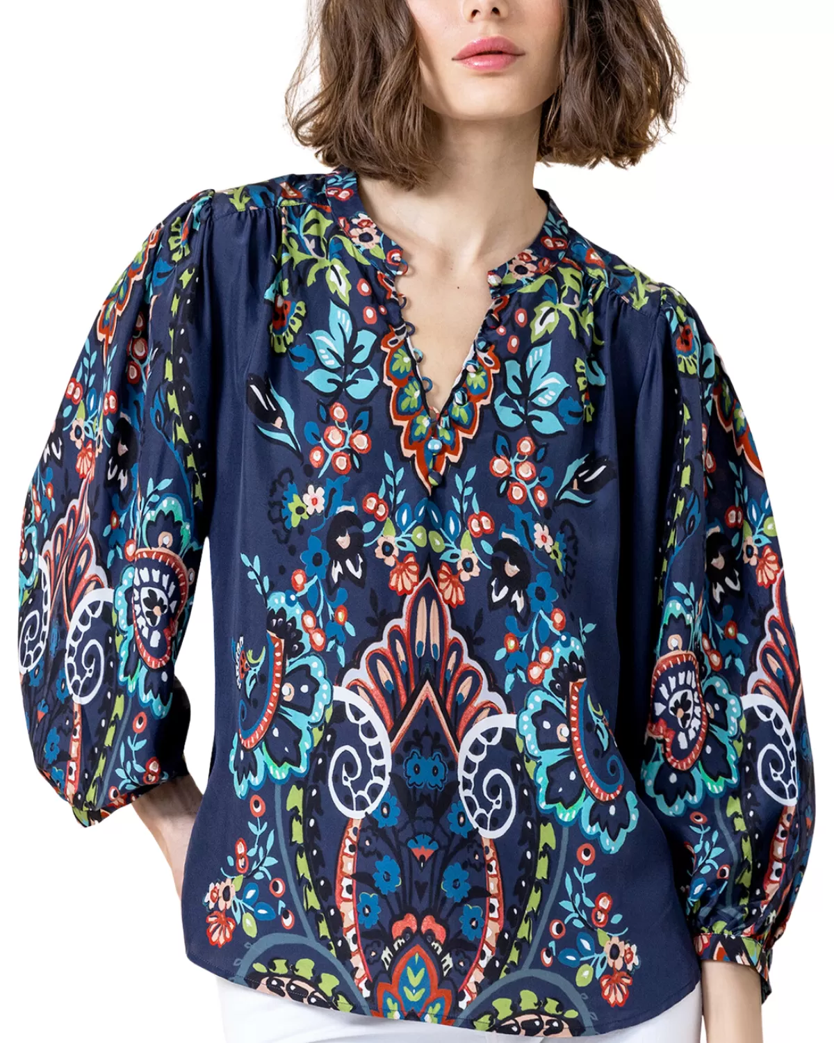 Go Wane Poetic Popover Top (Paisley Dark)