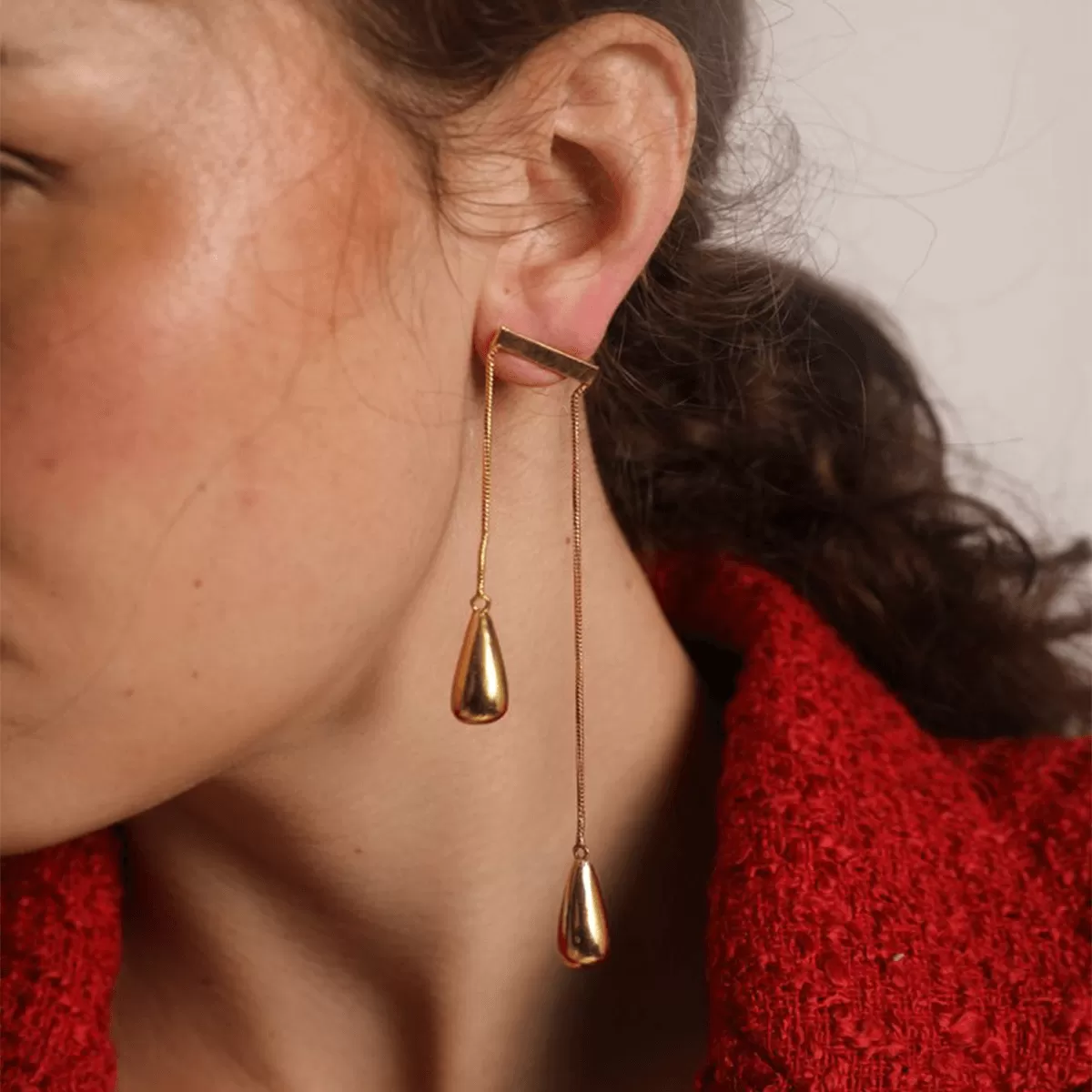 Gold Plated Droplet Dangle Zenobia Earrings