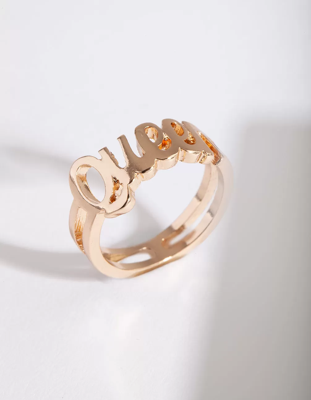 Gold Queen Script Ring