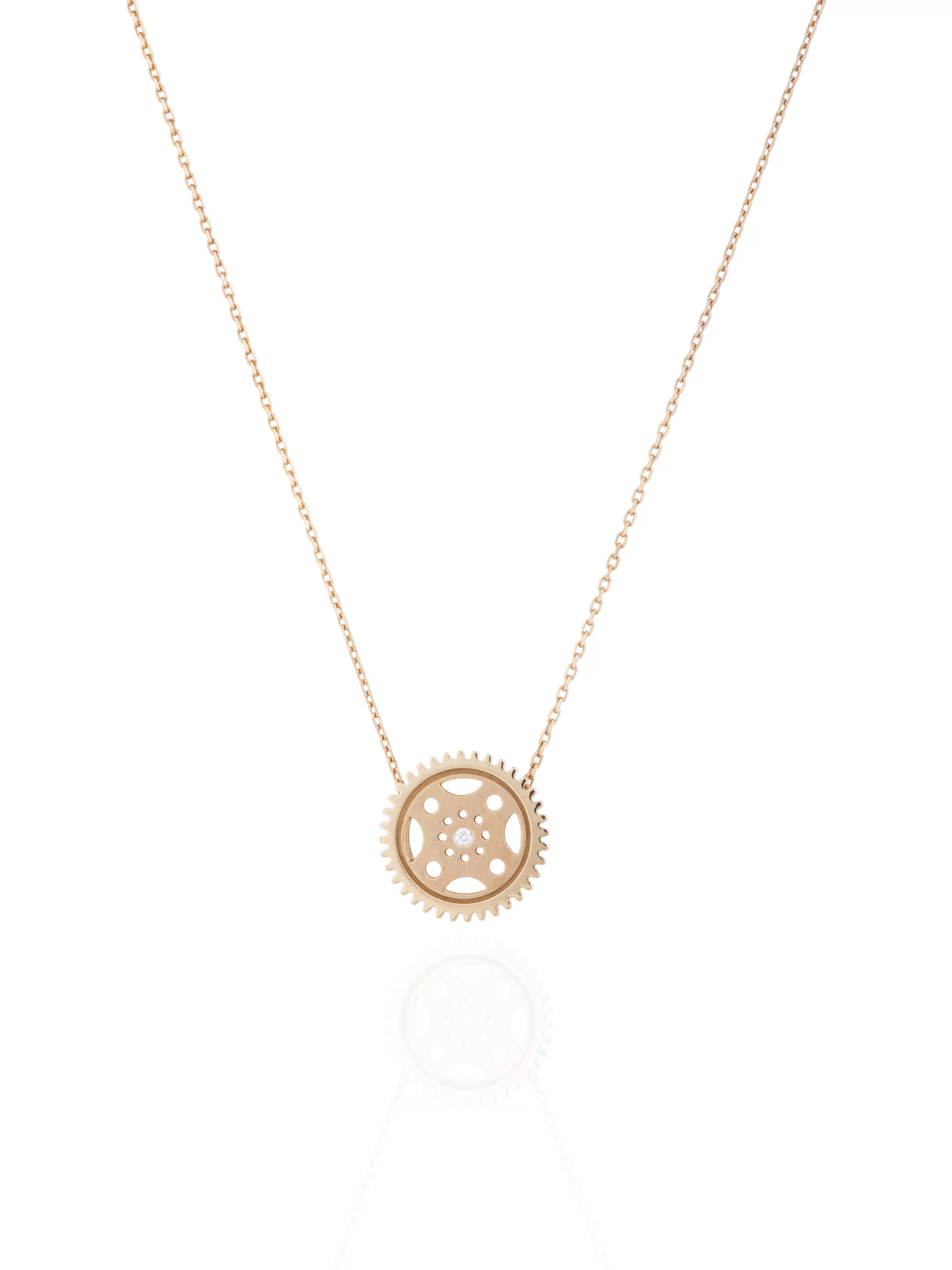 gold-uno-medium-gear-necklace - By Delcy