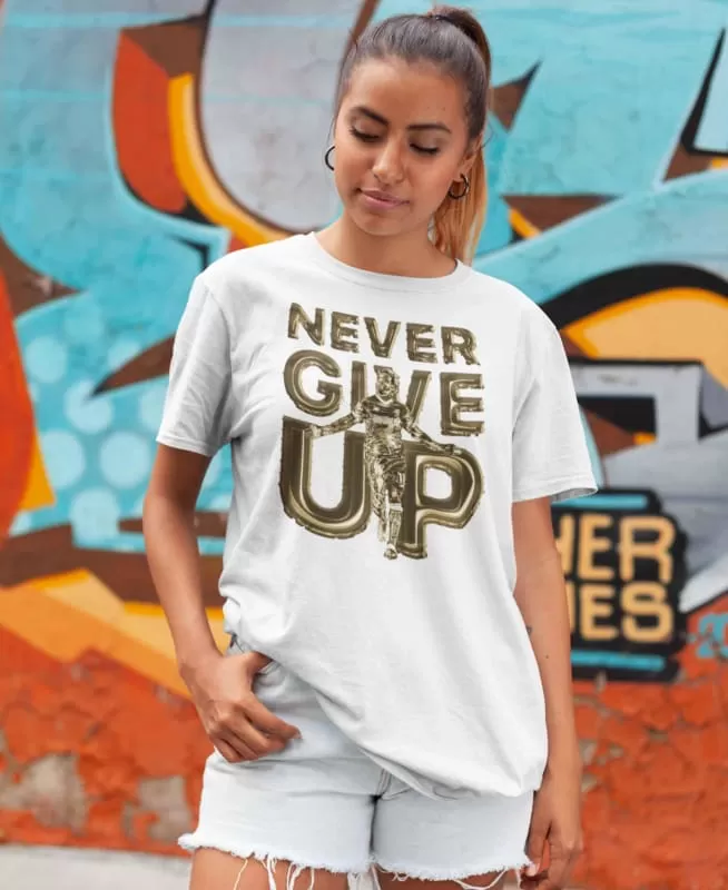 Golden Boy Mo Salah Never Give up - Digital Graphics Basic T-shirt White