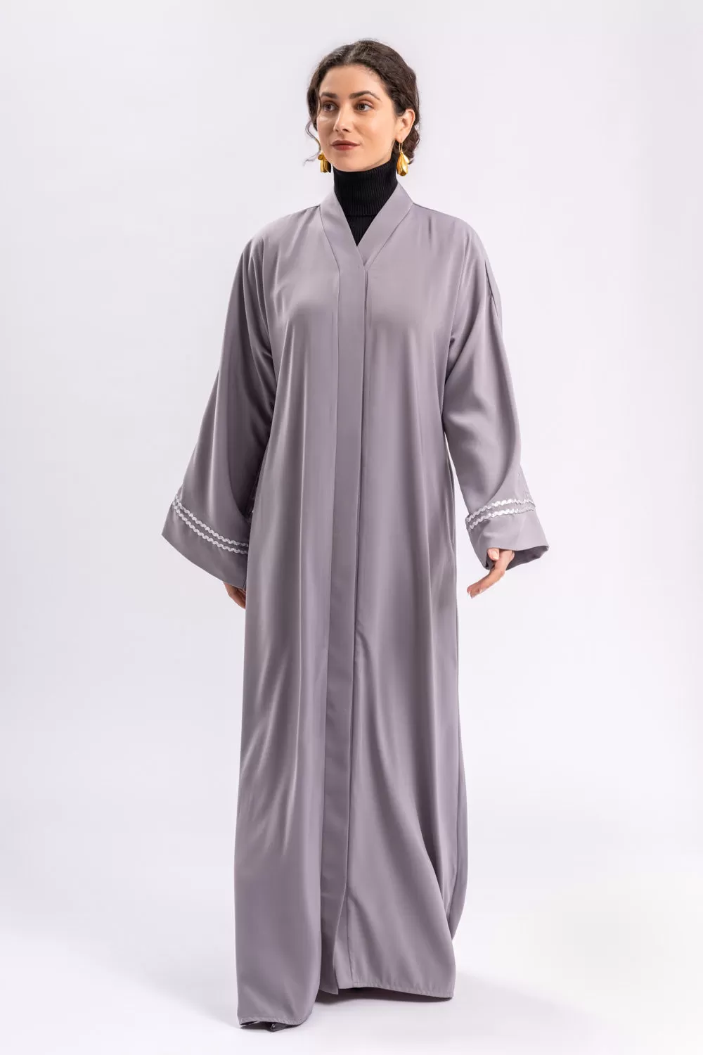 Grey Plain Open Abaya