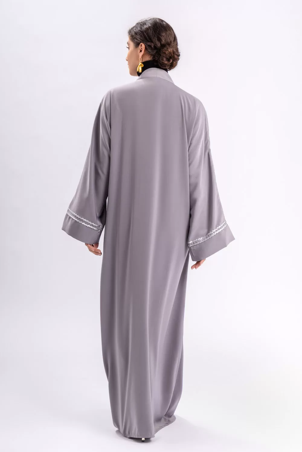 Grey Plain Open Abaya