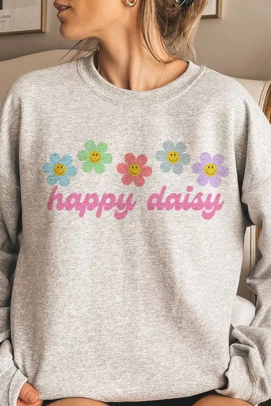 HAPPY DAISY GRAPHIC SWEATSHIRT PLUS SIZE