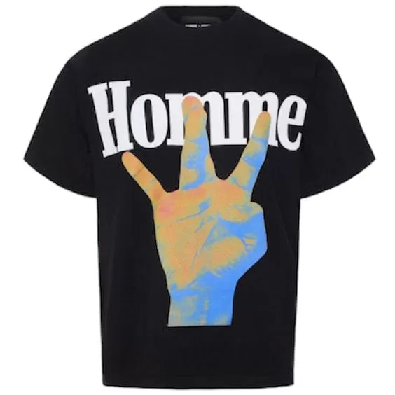 Homme & Femme Twisted Fingers With Infrared Tee (Black) ATONCE2317-1