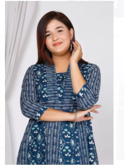 Indigo A Line Kurti Pant Set