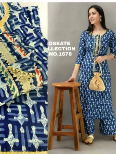 Indigo Blue Kurti Pant set UK Next Day