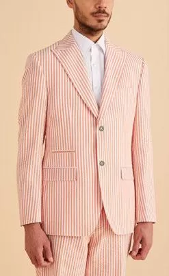 Inserch Seersucker Stripe Blazer SU660155-00032 Coral