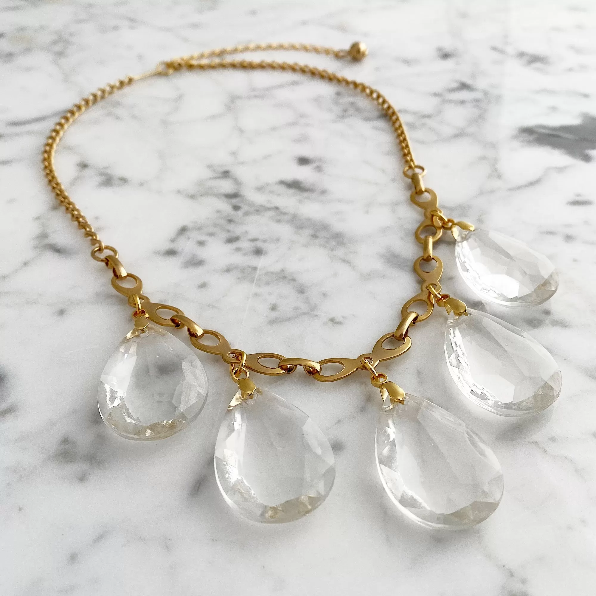 JAQUEN clear crystal and gold necklace