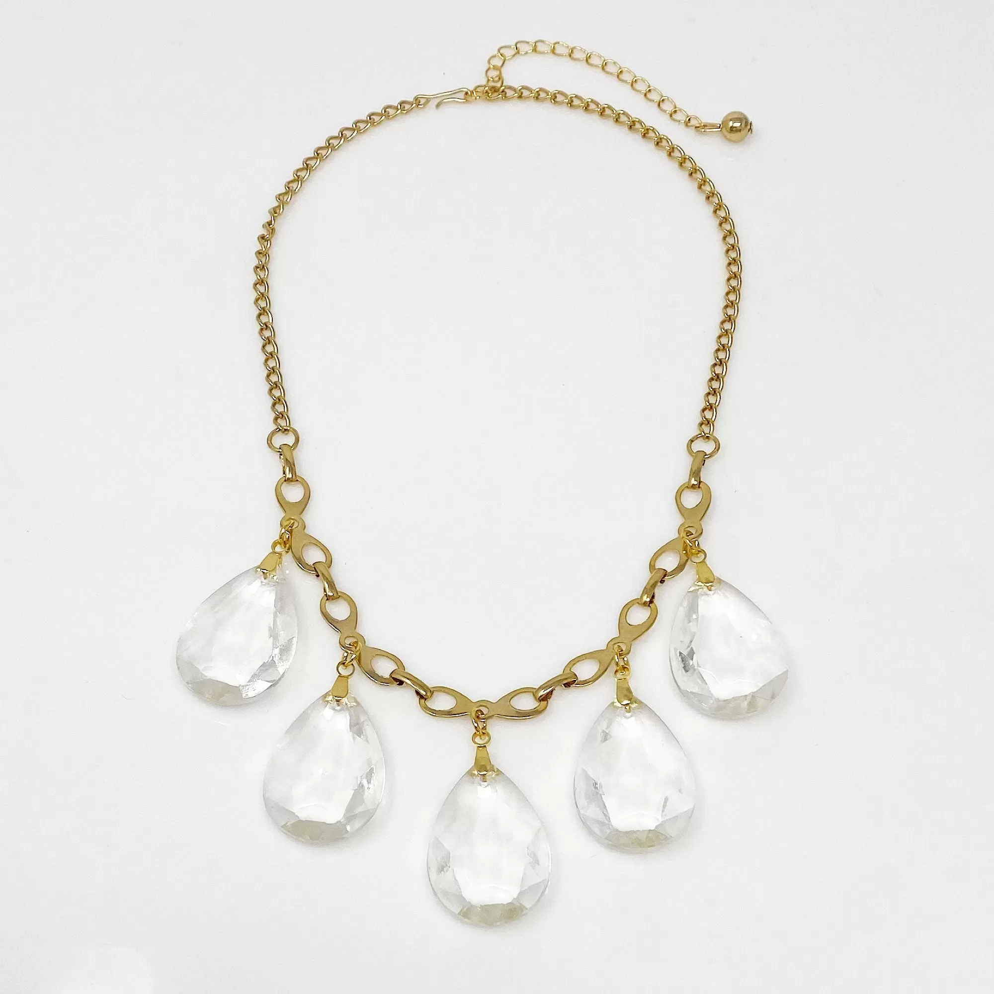 JAQUEN clear crystal and gold necklace