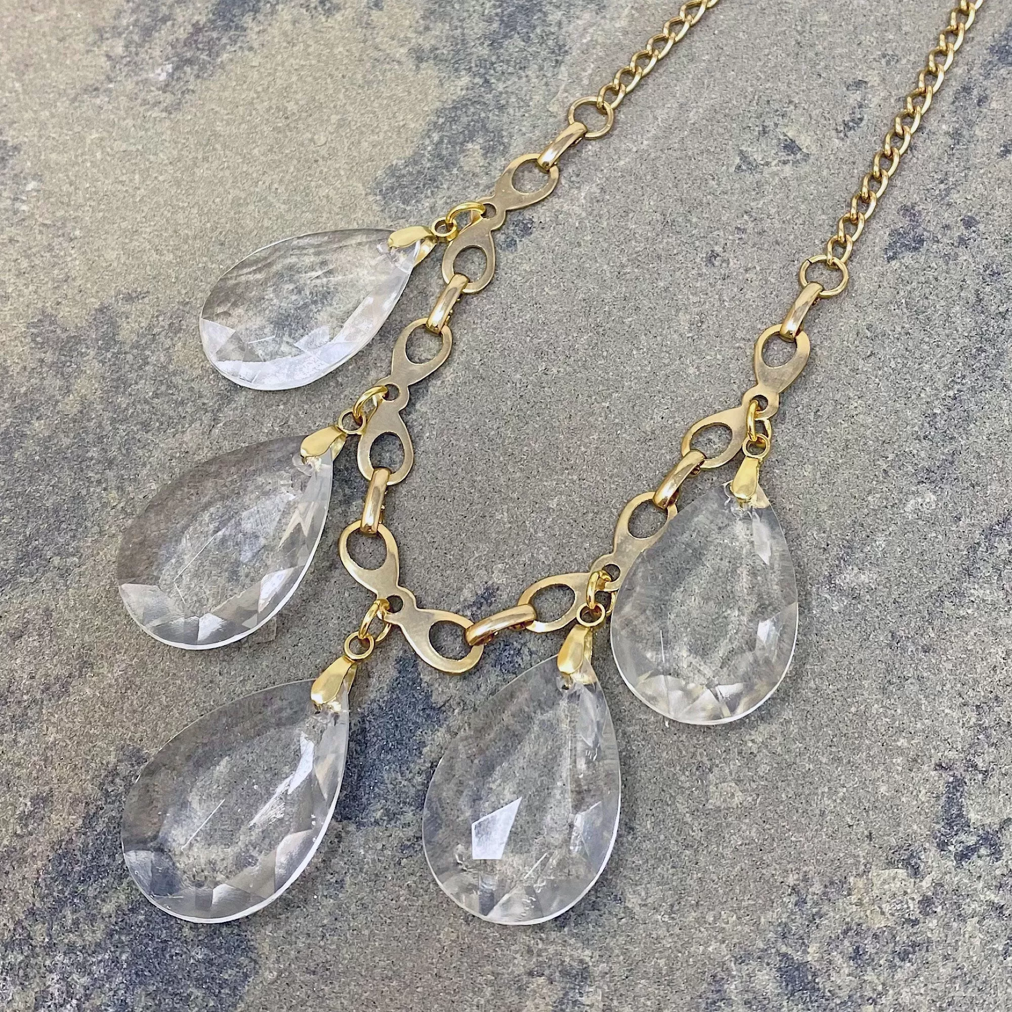 JAQUEN clear crystal and gold necklace