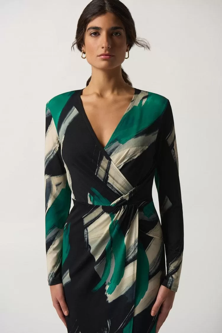 Joseph Ribkoff Abstract Print Wrap Dress - 233127