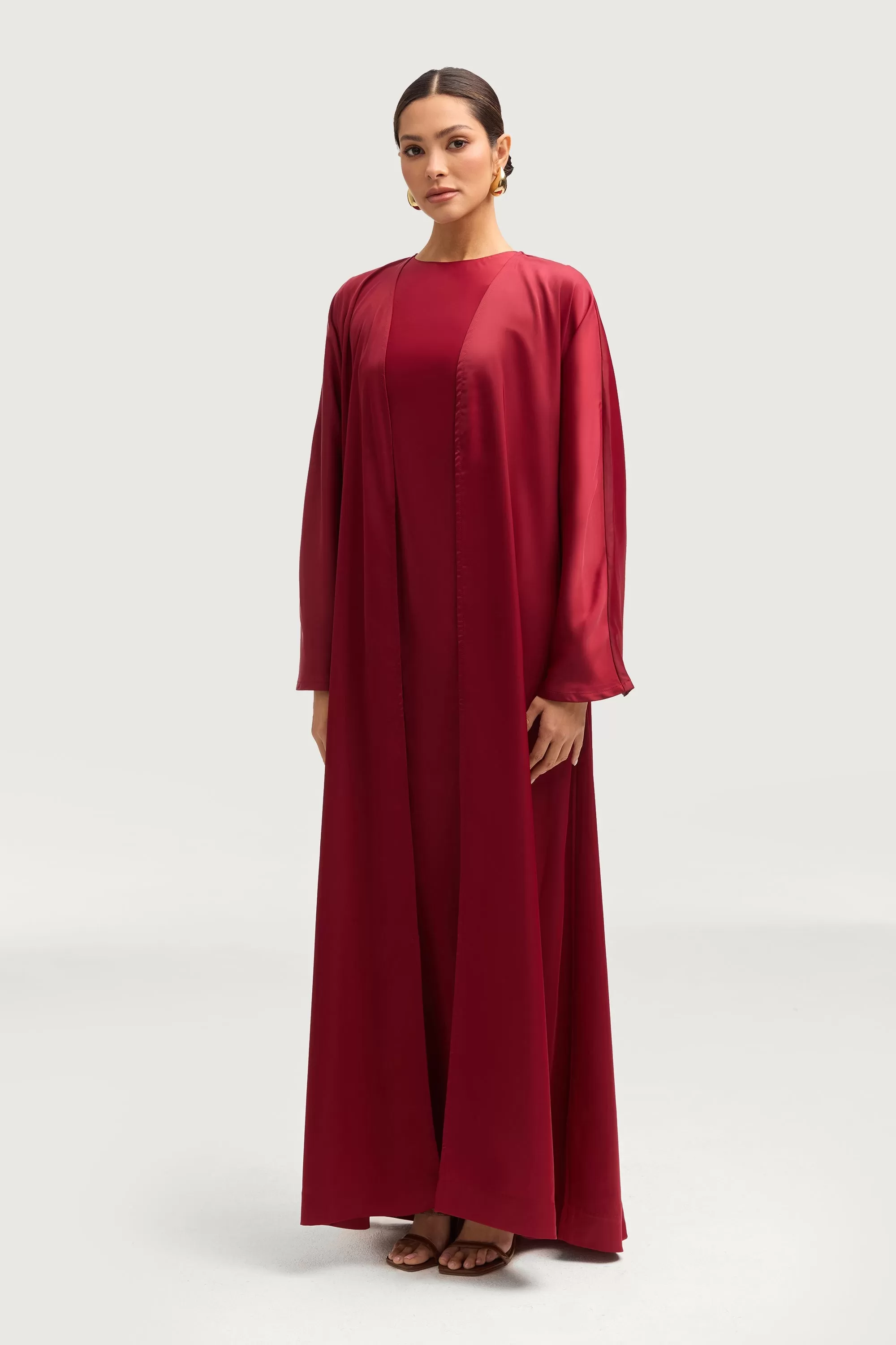 Kamila Open Abaya - Maroon