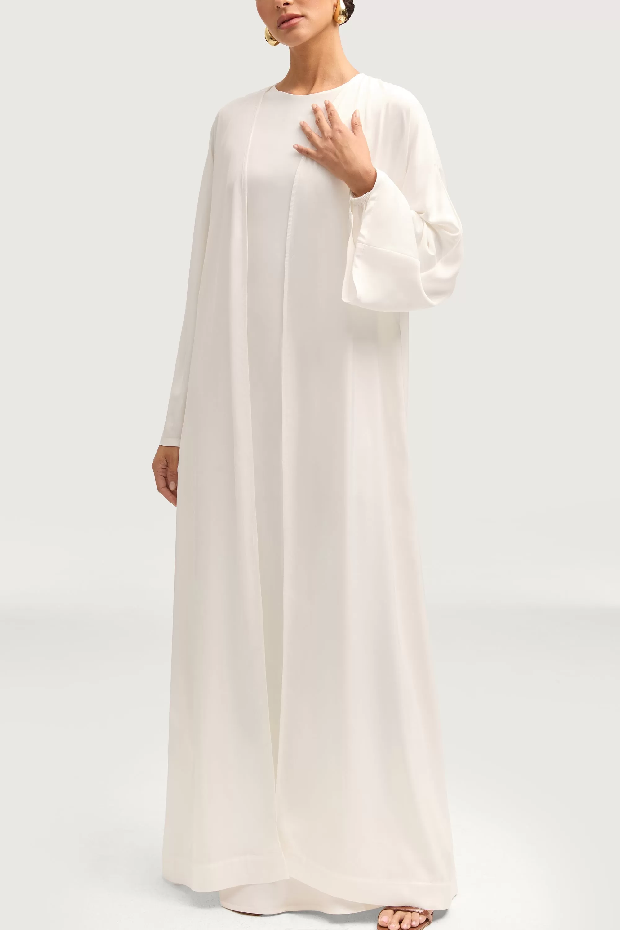 Kamila Open Abaya - White