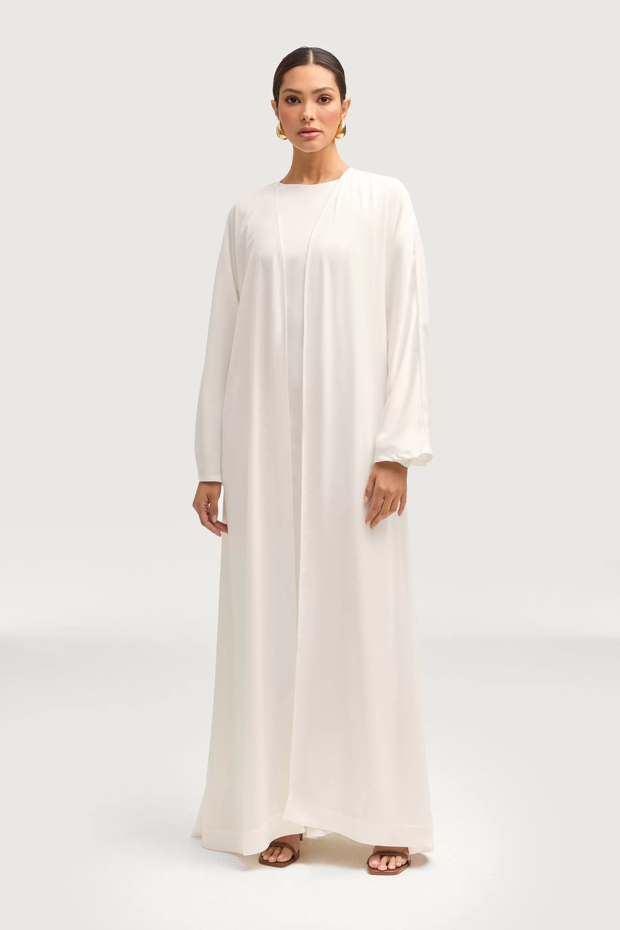 Kamila Open Abaya - White