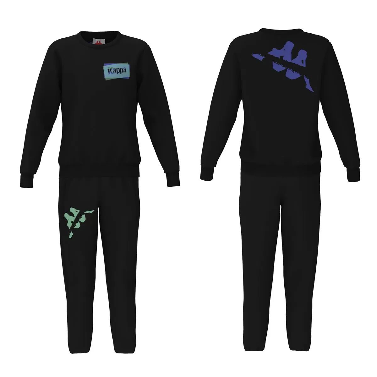 Kappa Authentic Fennos boy's tracksuit 351265W A0C black-blue royal-green