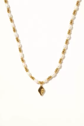 Kiana Crystal Drop Pearl Beaded Necklace