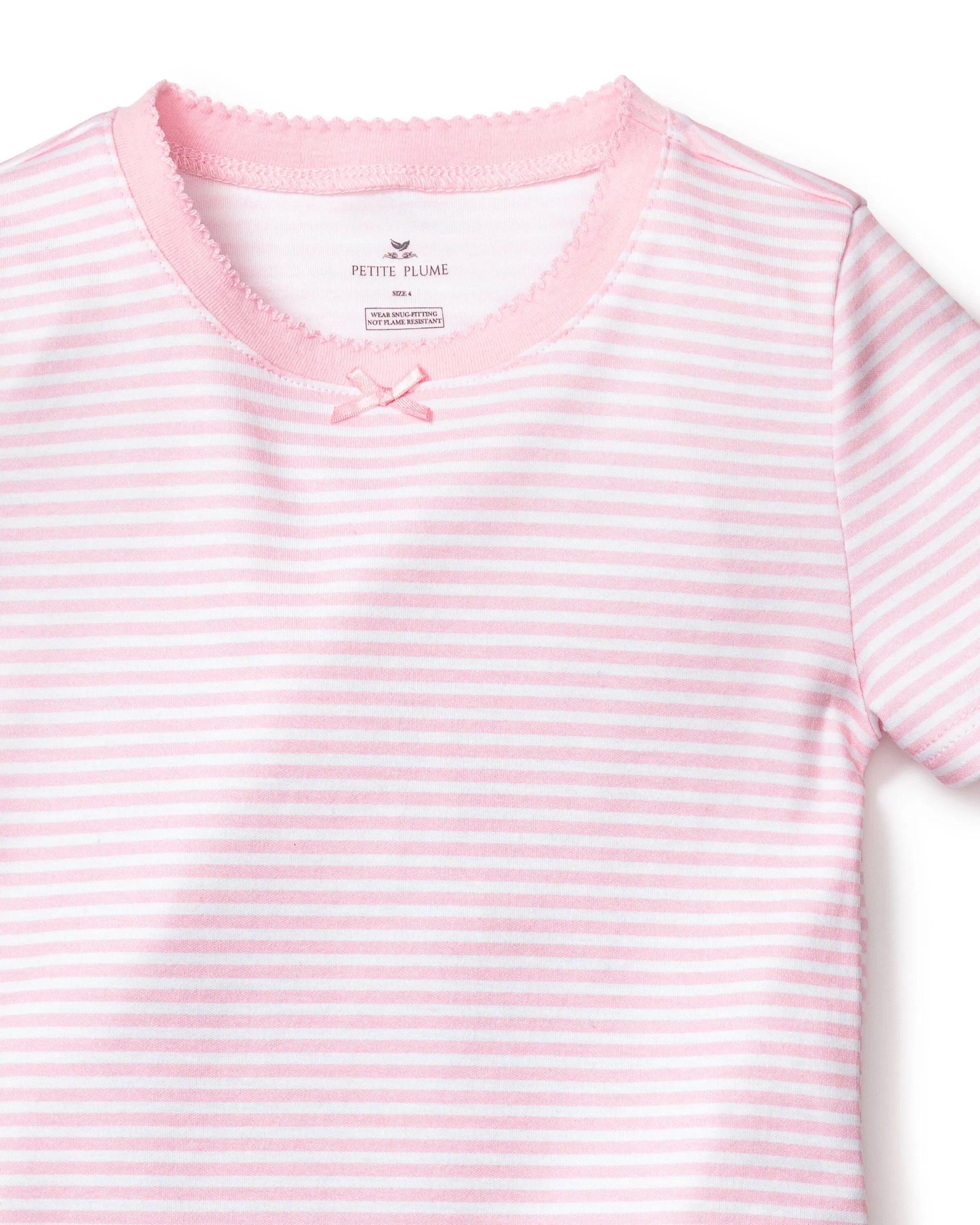 Kid's Pima Snug Fit Pajama Short Set | Pink Stripes