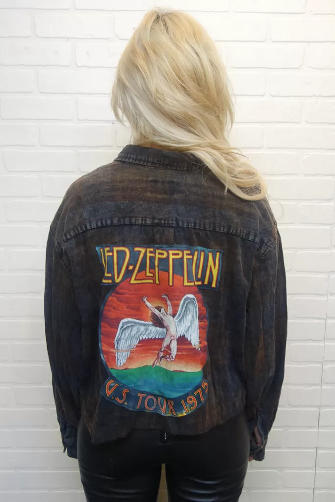 Led Zeppelin Acid Wash Cropped Flannel