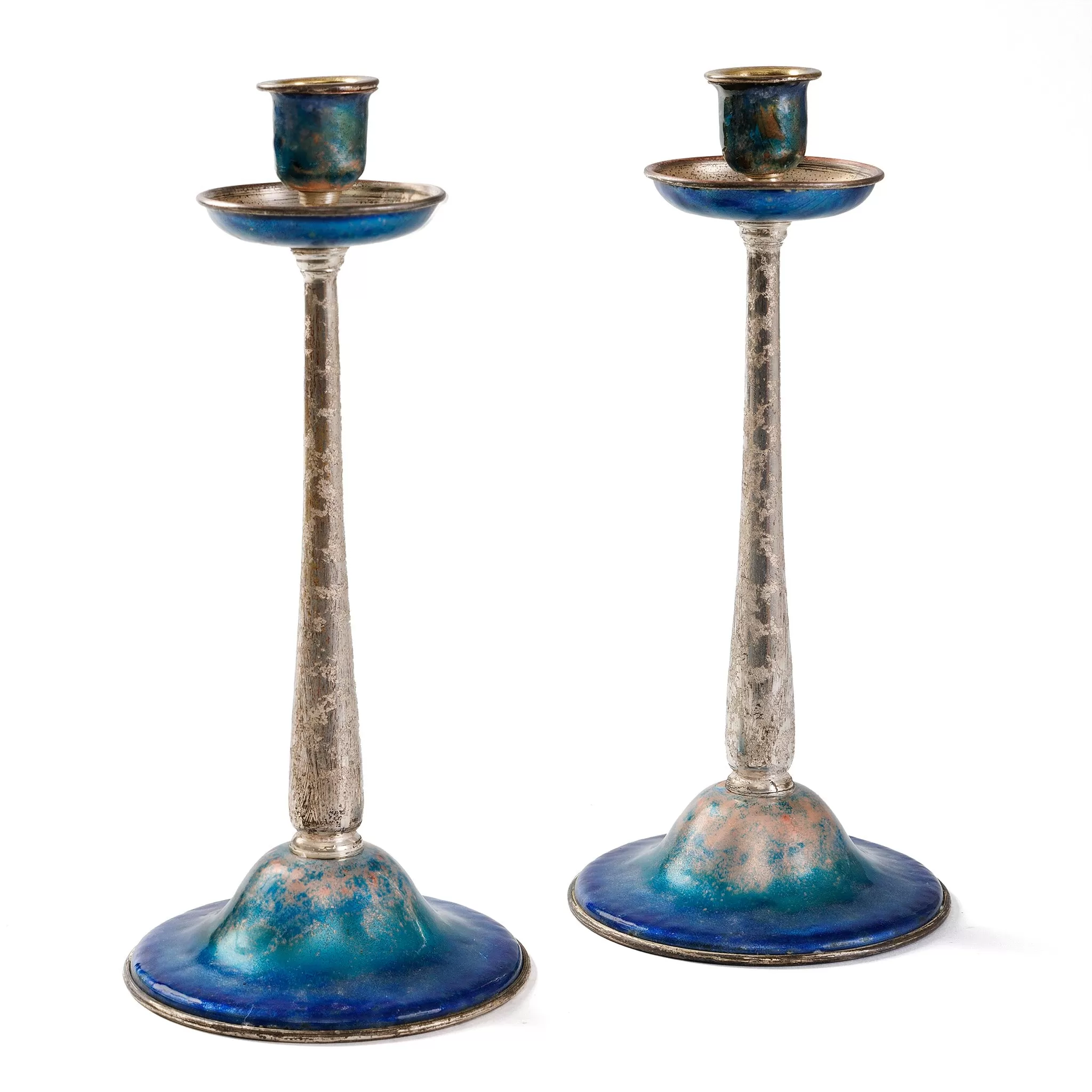 Louis C. Tiffany Furnaces Inc. Enamel Candlesticks