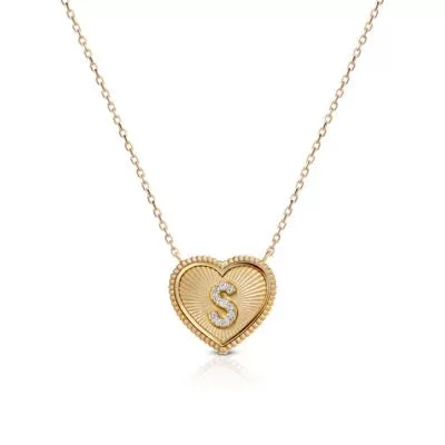 Love Me Initial Necklace in 14k Gold over Sterling Silver