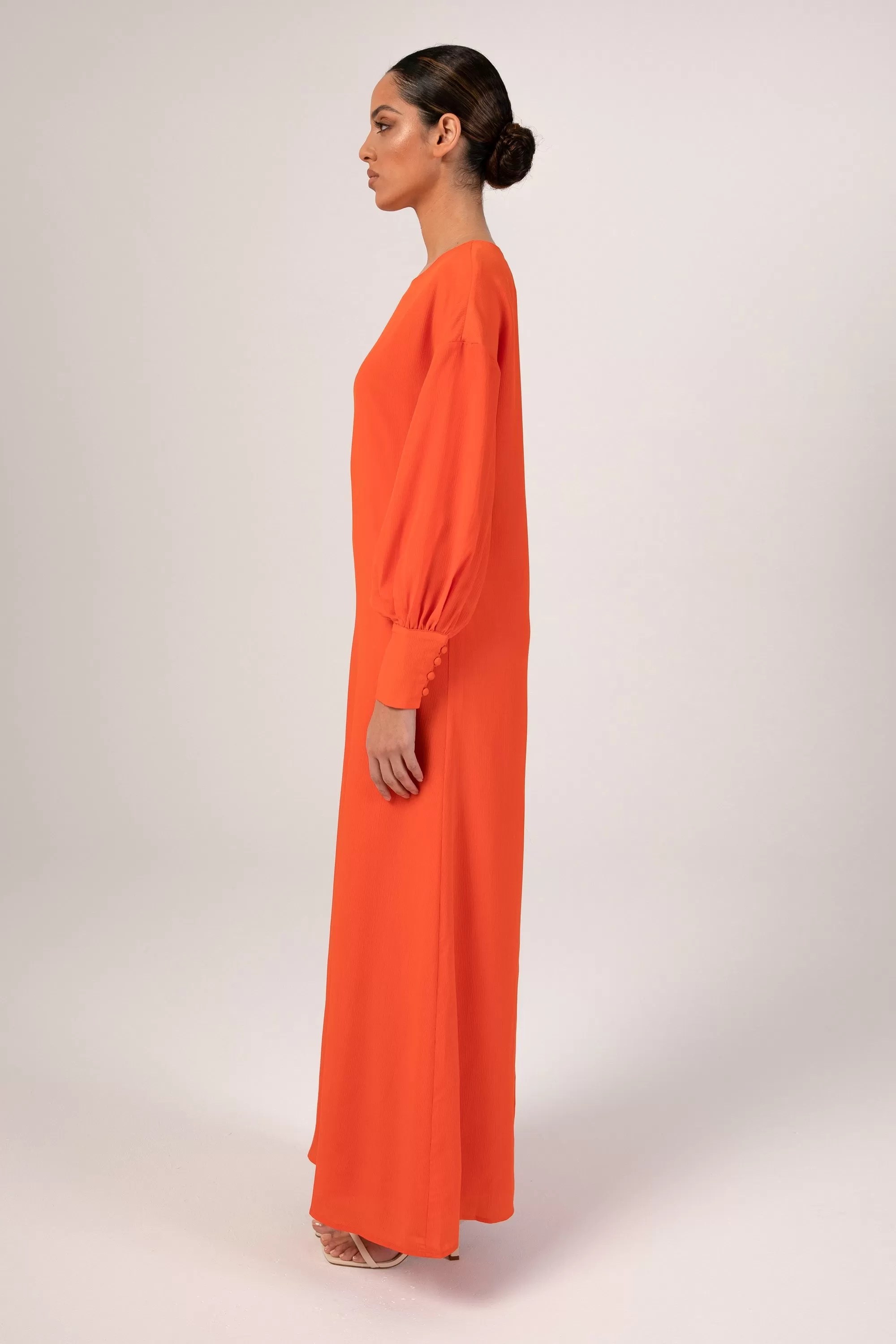 Madina Textured Maxi Dress - Scarlet Orange