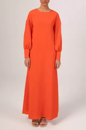 Madina Textured Maxi Dress - Scarlet Orange