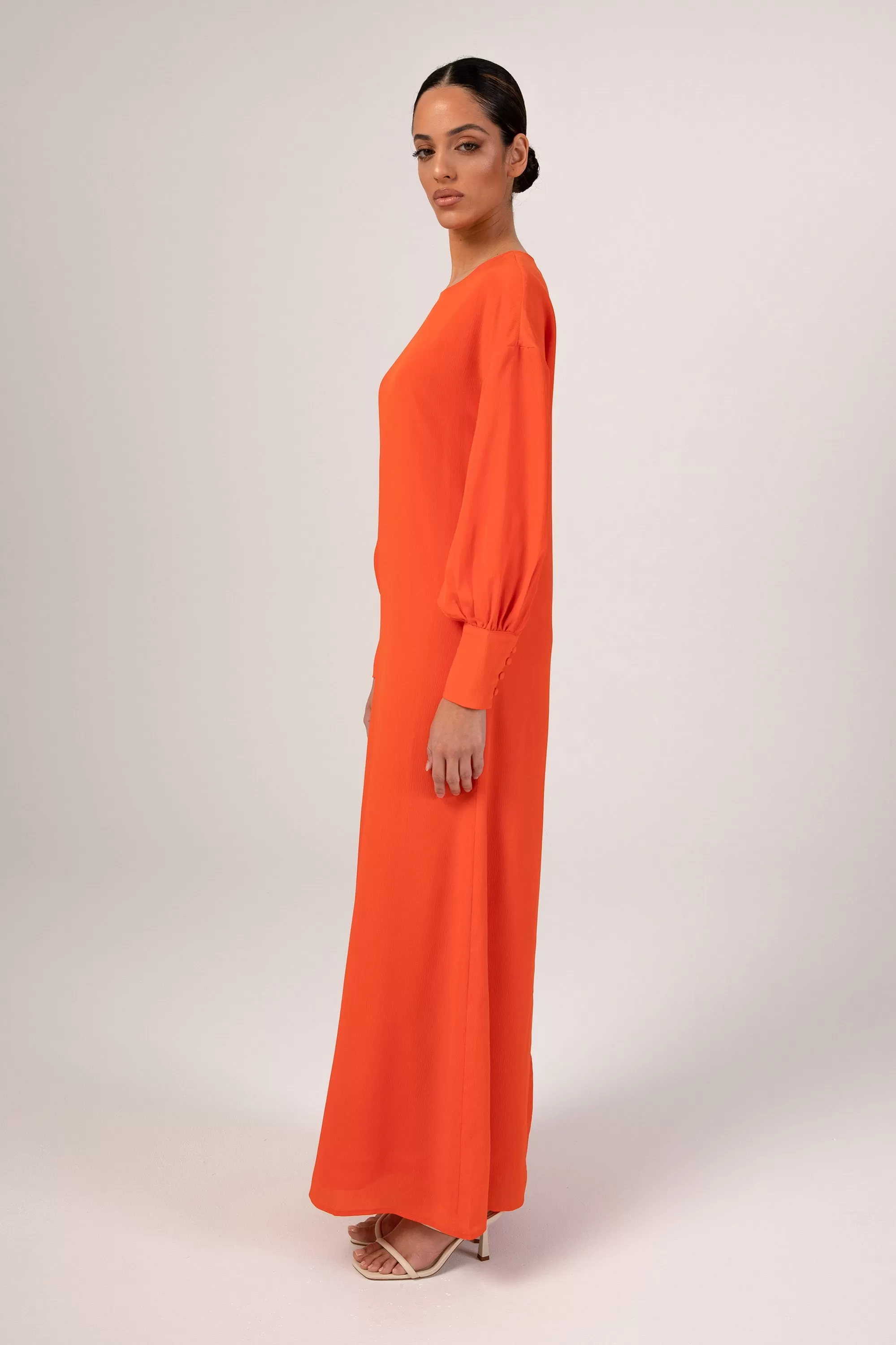 Madina Textured Maxi Dress - Scarlet Orange