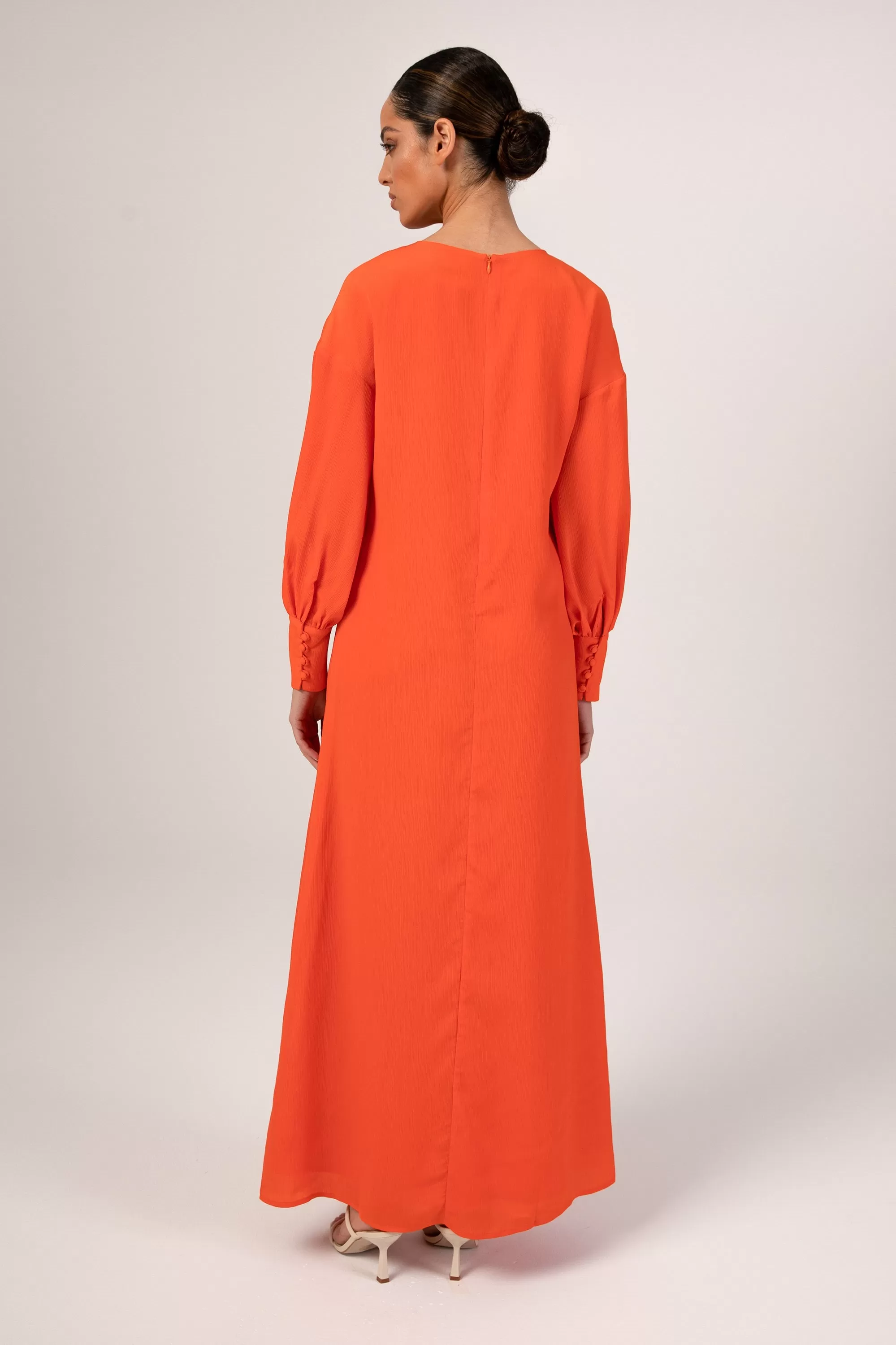 Madina Textured Maxi Dress - Scarlet Orange